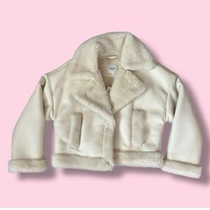 Abercrombie Fitch Women's Oversized Short Sherpa Lined Vegan Leather Size S